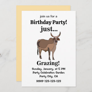 Zebu Cattle Cow Animal Birthday Party Einladung