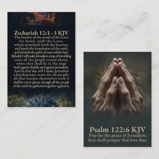 Zechariah 12:1-10 and Psalm 122:6 KJV Card Visitenkarte (Vorne/Hinten)