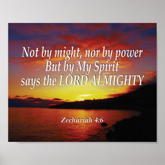 Zechariah 4:6 NICHT MÖGLICH NOCH MIT DEM POWER Chr Poster (Vorne)