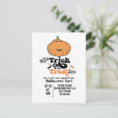 Zecken oder Leckerei niedliche Kürbiskuppel indivi Postkarte (Stehend Vorderseite)