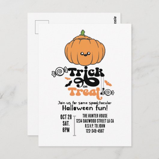 Zecken oder Leckerei niedliche Kürbiskuppel indivi Postkarte (Vorne/Hinten)