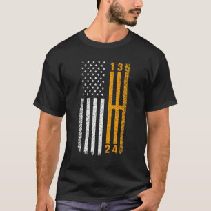 Zeckenverschiebung American Flag Muskel Car 6 Gear T-Shirt