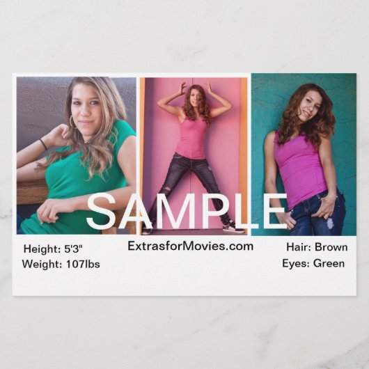 Zed Card Models - Actors Headshots Flyer (Hinten)