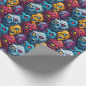 Zed Head - Neon Zombie Horde Pattern Geschenkpapier (Ecke)