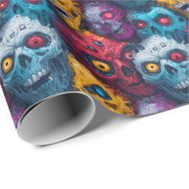 Zed Head - Neon Zombie Horde Pattern Geschenkpapier