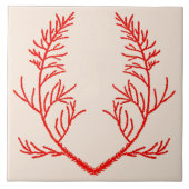 Zeder-Blätter auf beige-Keramik Fliese (Vorderseite)