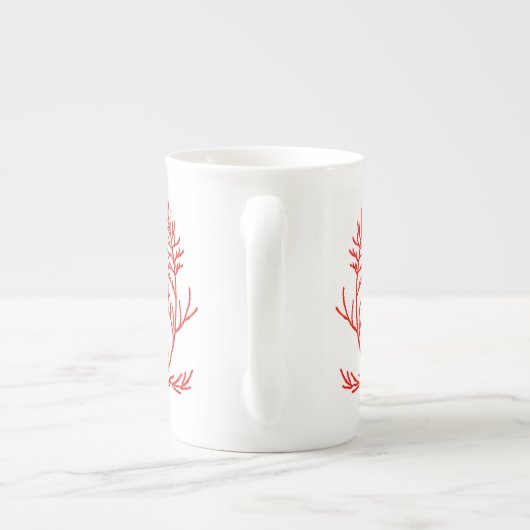 Zeder-Blätter auf einer Knochen-China-Tasse Porzellantasse (Rückseite)