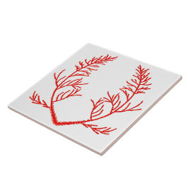 Zeder-Blätter auf einer weißen Keramik Fliese