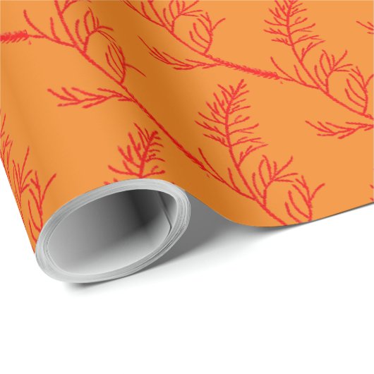 Zeder-Blätter auf einer Wrapping Paper Roll Geschenkpapier (Rolleneckpunkt)