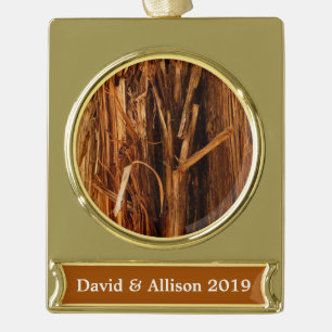 Zeder Texturierte Holzrinden-Optik Banner-Ornament Gold