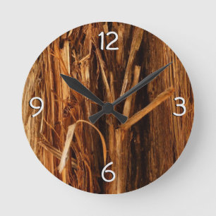 Zeder Texturiertes Holzrinden-Aussehen Runde Wanduhr