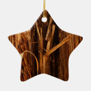 Zeder Texturiertes Holzrinden-Look Keramik Ornament