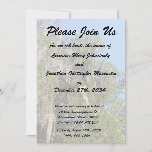 Zedern mit spanischem Moos Einladung (Vorderseite)