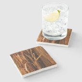 Zedernholzbrauenschau Steinuntersetzer (Seitenansicht)