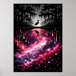Zedernreiher-Sumpfspiegelungs-Kunst Poster