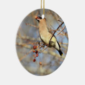 ZederWaxwing, der Beeren isst Keramik Ornament (Rechts)