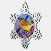 ZederWaxwing Schneeflocken Zinn-Ornament (Rechts)