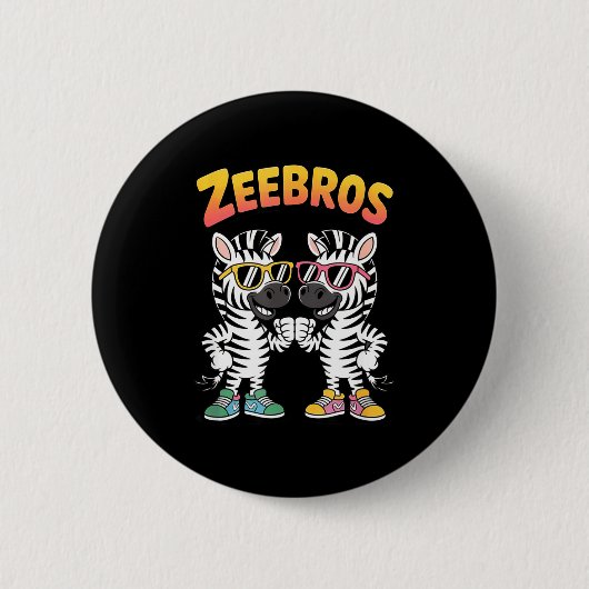 Zeebros Cute Zebra Duo Design For Zebros Lovers Button (Vorderseite)