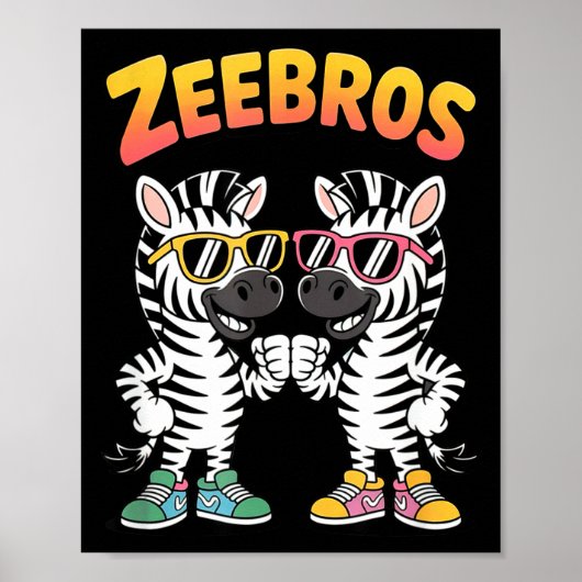 Zeebros Cute Zebra Duo Design For Zebros Lovers Poster (Vorne)