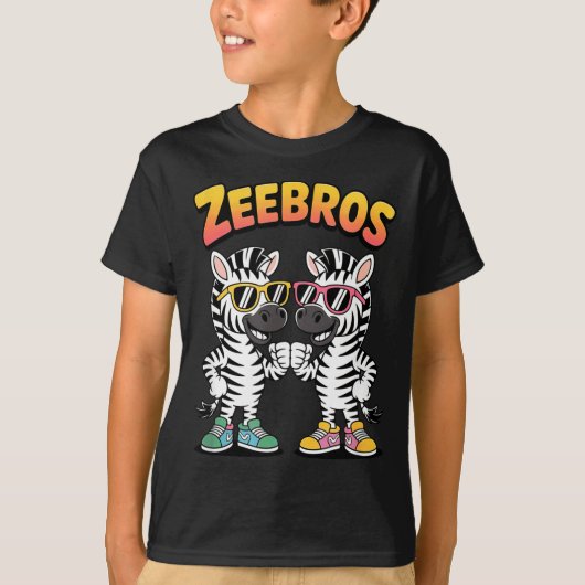 Zeebros Cute Zebra Duo Design For Zebros Lovers T-Shirt (Vorderseite)