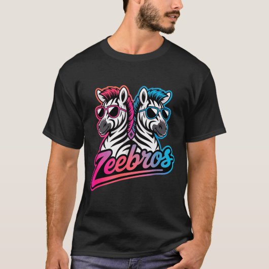 Zeebros Cute Zebra Duo Design For Zebros Lovers T-Shirt (Vorderseite)