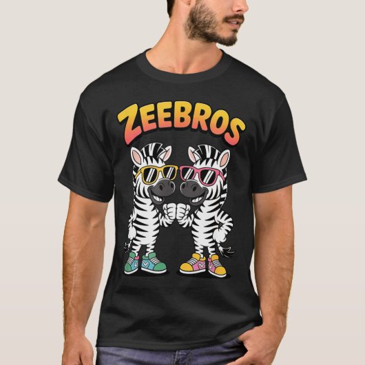 Zeebros Cute Zebra Duo Design For Zebros Lovers  T-Shirt (Vorderseite)