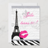 Zees Birthday Party Paris Card Eiffel Tower Zebra Einladung (Rückseite)