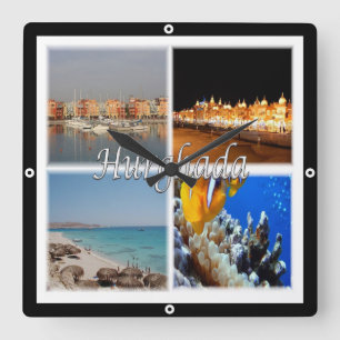 zEG068 HURGHADA, Ägypten, Rotes Meer, Quadratische Wanduhr