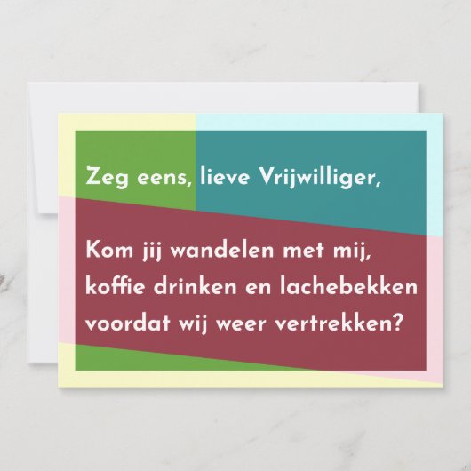 Zeg eens, lieve Vrijwilliger Dankeskarte (Vorderseite)