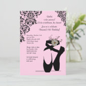Zehe-Schuhe mit schwarzer Spitze-Einladung Einladung (Stehend Vorderseite)