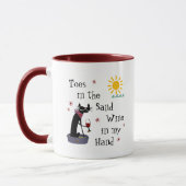 Zehen im Sandwein in meiner Hand Funny Beach Cat Tasse (Links)