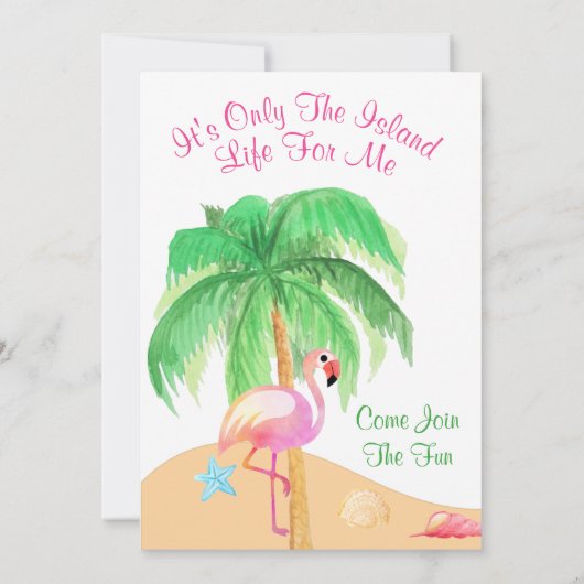 Zehen in der Sand Flamingo-Party Einladung (Rückseite)