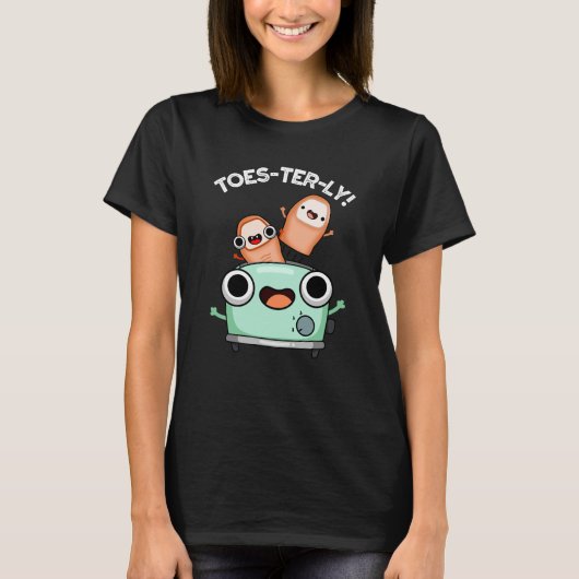Zehenvierteljährlicher Funny Toe Pun Dark BG T-Shirt (Vorderseite)