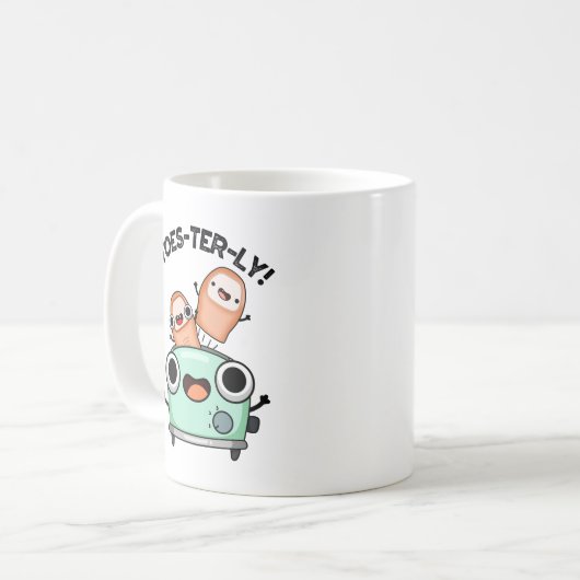 Zehenvierteljährlicher Funny Toe Pun Kaffeetasse (Vorderseite Links)