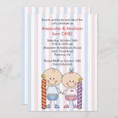 Zehn 1. Geburtstag Einladung Girl & Boy (Vorne/Hinten)