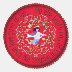 Zehn aleaping Lords Runder Aufkleber