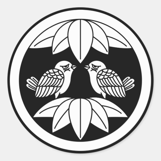 Zehn Bambus-Blätter und zugewandte Spatzen Sticker (Vorderseite)