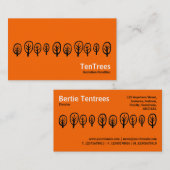 Zehn Bäume - Schwarz und Weiß auf Orange Visitenkarte (Vorne/Hinten)