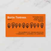 Zehn Bäume - Schwarz und Weiß auf Orange Visitenkarte (Rückseite)