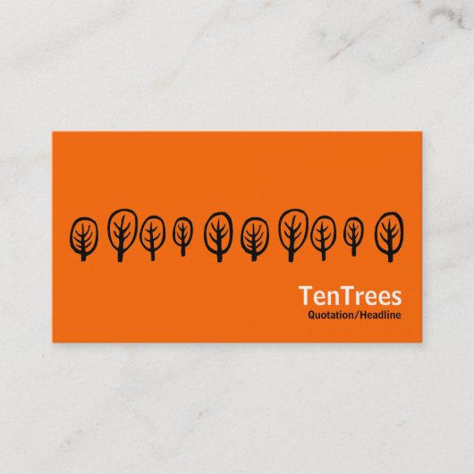 Zehn Bäume - Schwarz und Weiß auf Orange Visitenkarte (Vorderseite)