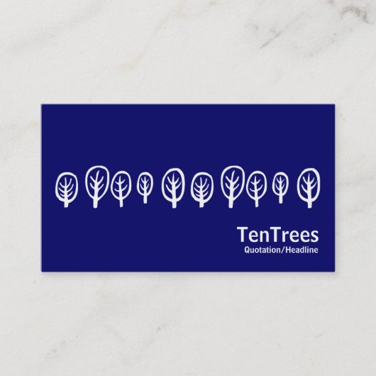 Zehn Bäume - weiß auf dunkelblau Visitenkarte (Vorderseite)