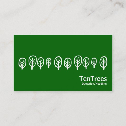 Zehn Bäume - Weiß auf Gras-Grün Visitenkarte (Vorderseite)