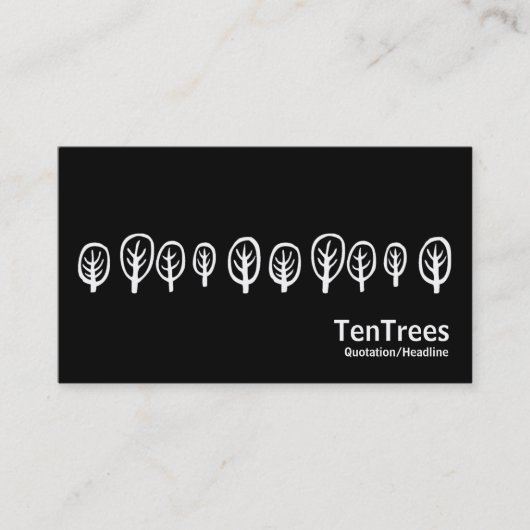 Zehn Bäume - weiß auf schwarz Visitenkarte (Vorderseite)
