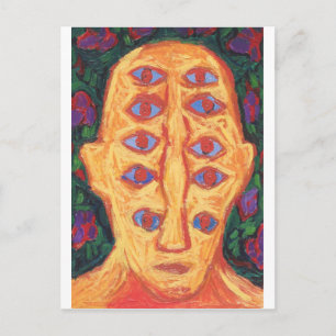 Zehn blaue Augen (seltsames surreales Ausdrucksbil Postkarte