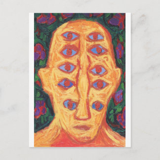 Zehn blaue Augen (seltsames surreales Ausdrucksbil Postkarte