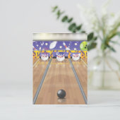 Zehn Button Bowling Alley Postkarte (Stehend Vorderseite)