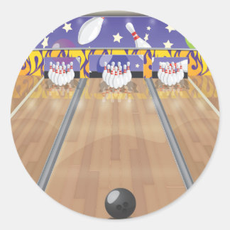 Zehn Button Bowling Alley Runder Aufkleber
