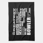 Zehn Button Bowling Bowlers Beste Bowler-Welt je Geschirrtuch (Vertikal)