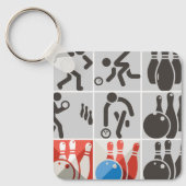 Zehn Button Bowling Icons Sport Schlüsselanhänger (Vorderseite)