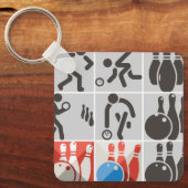 Zehn Button Bowling Icons Sport Schlüsselanhänger (Vorderseite)